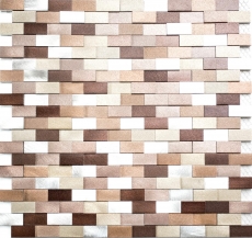 Piastrella a mosaico Aluminium Brick 3D argento rame backsplash MOS49-0207