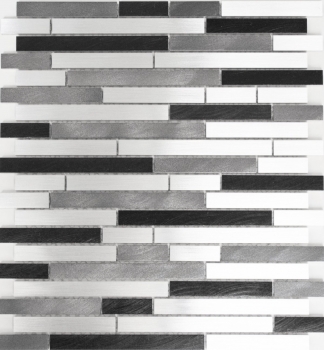 Campione a mano di mosaico alluminio composito alluminio alu grigio nero piastrelle backsplash cucina MOS49-0308_m