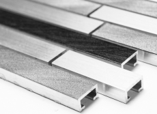 Campione a mano di mosaico alluminio composito alluminio alu grigio nero piastrelle backsplash cucina MOS49-0308_m