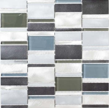 Piastrella di mosaico campione a mano alluminio traslucido combinazione alluminio vetro mosaico Cristallo marrone MOS49-0205_m