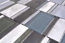 Mosaico in alluminio combinato con mosaico di vetro marrone MOS49-0205