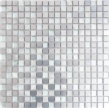 Piastrella di mosaico campione a mano alluminio traslucido alluminio vetro mosaico Cristallo argento MOS49-A309F_m