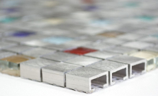 Piastrella di mosaico campione a mano alluminio traslucido alluminio vetro mosaico Cristallo color argento MOS49-A702_m