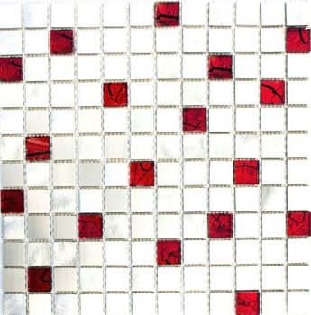 Mosaico di piastrelle Mosaico di vetro alluminio argento rosso specchio MOS49-O301F