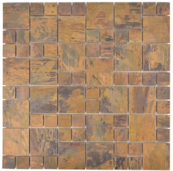 Piastrella di mosaico a mano in rame combinazione rame marrone cucina MOS49-1502_m