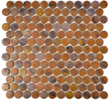 Piastrella a mosaico decorata a mano rame bottone marrone cucina MOS49-1506_m