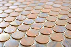 Piastrella a mosaico decorata a mano rame bottone marrone cucina MOS49-1506_m