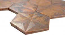 Piastrella di mosaico decorata a mano in rame esagono 3D cucina marroneMOS49-1516_m