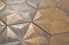 Piastrella di mosaico decorata a mano in rame esagono 3D cucina marroneMOS49-1516_m