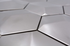 Piastrella di mosaico in acciaio inox esagono dargento 3D spazzolato opaco piastrella backsplash parete della cucina