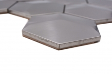 Piastrella di mosaico in acciaio inox esagono dargento 3D spazzolato opaco piastrella backsplash parete della cucina