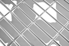 Piastrella di mosaico dipinta a mano in acciaio inox argento rettangolo acciaio argento lucido MOS129-0215_m