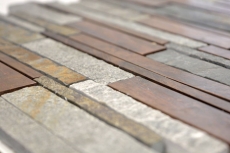 Piastrella di mosaico pietra naturale rame grigio ruggine composito parete rivestimento piastrelle parete backsplash cucina - MOS47-XSK565