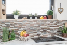 Piastrella di mosaico pietra naturale rame grigio ruggine composito parete rivestimento piastrelle parete backsplash cucina - MOS47-XSK565