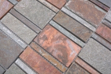 Mosaico di rame grigio ruggine rettangolo pietra naturale per cucina MOS47-575