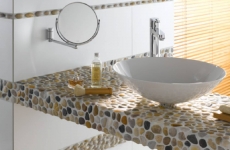 River pebble stone ciottoli ad arco beige grigio nero crema antracite piatto doccia parete doccia cucina - MOS30-1204