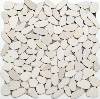 Ciottoli di fiume Pietra tagliata a ciottoli crema beige chiaro piastrelle backsplash piatto doccia parete cucina bagno - MOS30-IN14