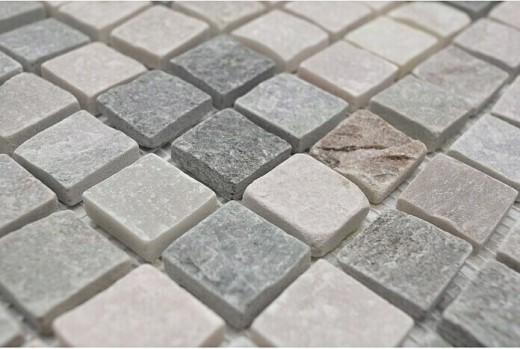 Mosaico in pietra naturale quarzite beige grigio pavimento doccia cucina alzatina doccia - MOS36-0206