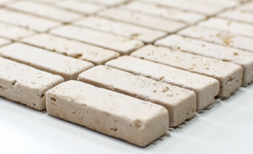 Piastrella a mosaico Travertino pietra naturale beige Chiaro Travertino antico MOS43-46158_f