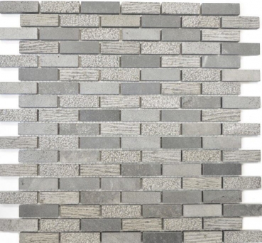 Piastrella di mosaico dipinta a mano Marmo pietra naturale grigio Mattone pietra Incisione cemento MOS40-B49_m