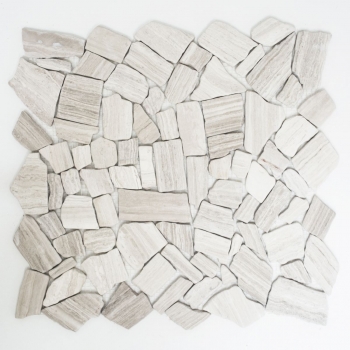 Piastrella di mosaico decorata a mano in marmo pietra naturale di cava Ciot grigio a righe MOS44-0202_m