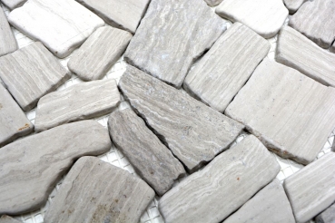 Piastrella di mosaico decorata a mano in marmo pietra naturale di cava Ciot grigio a righe MOS44-0202_m