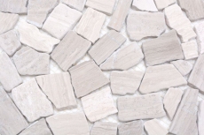 Mosaico di cava di marmo naturale pietra poligonale grigio strisce grigio chiaro argento piastrelle backsplash parete rivestimento cucina - MOS44-0202