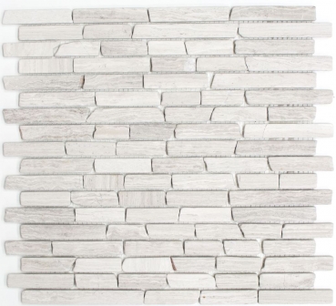 Mosaico di marmo pietra naturale mattone composito aste grigio chiaro strisce rivestimento parete splashback - MOS40-MOSBrick2012