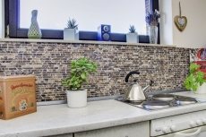 Mosaico marmo pietra naturale mattone composito aste Impala marrone scuro fiammato rivestimento parete cucina bagno - MOS40-1304
