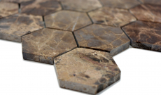 Piastrella di mosaico dipinta a mano Marmo pietra naturale Esagono Impala marrone fiammato MOS42-1313_m