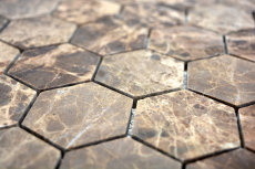 Piastrella di mosaico dipinta a mano Marmo pietra naturale Esagono Impala marrone fiammato MOS42-1313_m