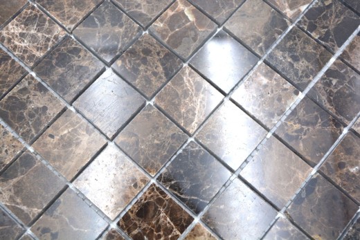 Piastrella di marmo a mosaico pietra naturale marrone scuro mix lucido backsplash cucina - MOS42-1306