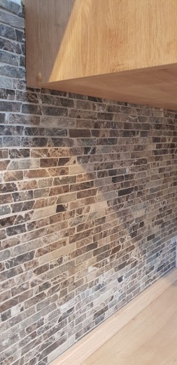 Mosaico di marmo pietra naturale Brick composito aste Impala marrone scuro lucido backsplash piastrelle bagno - MOS40-1306