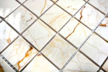 Piastrella di marmo a mosaico in pietra naturale dorata crema lucida - MOS42-32-2807