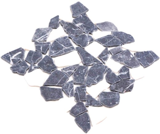 Mosaico di cava in pietra naturale bianco nero antracite piastrella poligonale alzatina cucina bagno - MOS44-0204