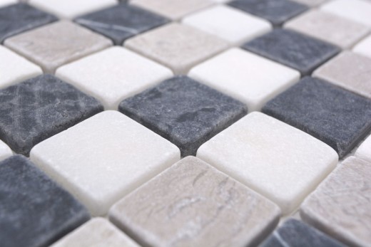 Mosaico in marmo pietra naturale beige grigio nero backsplash - MOS40-MOS32/1125