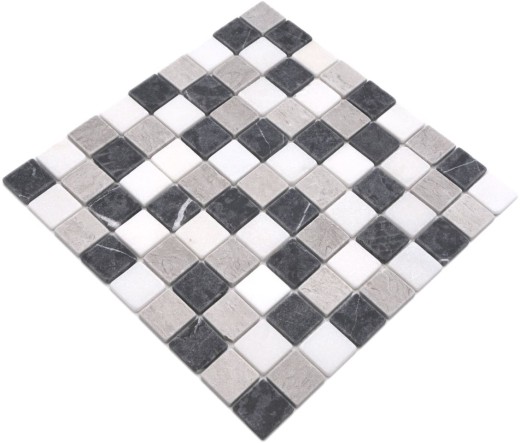 Mosaico in marmo pietra naturale beige grigio nero backsplash - MOS40-MOS32/1125