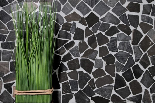 Mosaico di cava in pietra naturale grigio antracite piastrelle poligonali backsplash cucina parete bagno - MOS44-30-120