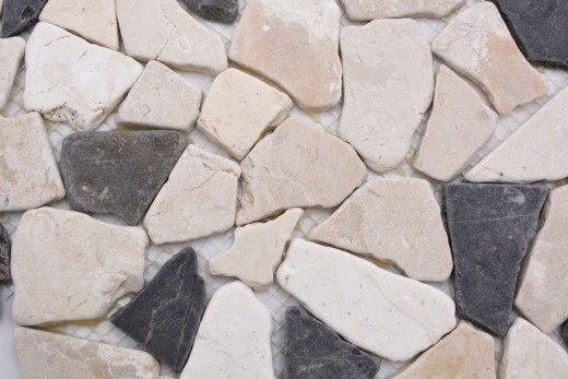 Mosaico di cava in pietra naturale beige crema nero antracite piastrelle poligonali backsplash cucina - MOS44-30-110