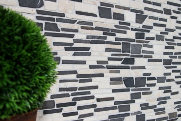 Piastrella di mosaico dipinta a mano marmo pietra naturale beige nero mattone mosaico BianconeJava MOS40-0205_m