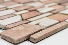 Mosaico piastrelle marmo pietra naturale beige rosso mattone Biancone Rosso MOS40-0225_f