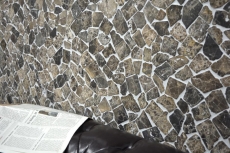 Mosaico di cava in pietra naturale beige marrone scuro poligonale Castanao piastrella per parete cucina bagno - MOS44-30-180