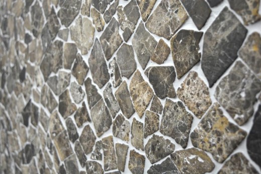 Mosaico di cava in pietra naturale beige marrone scuro poligonale Castanao piastrella per parete cucina bagno - MOS44-30-180