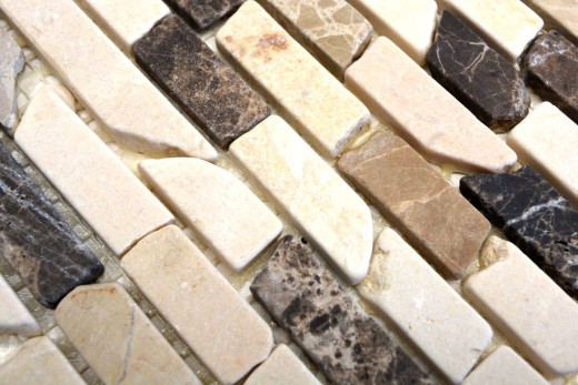 Mosaico di marmo pietra naturale beige marrone crema Brick Castanao Composite Chopsticks Tile Backsplash Wall Kitchen - MOS40-0195
