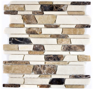 Piastrella di mosaico marmo pietra naturale beige marrone mattone mosaico Castanao Biancone MOS40-12-295_f