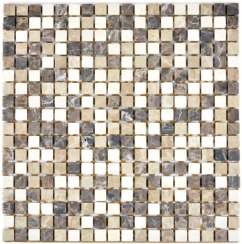 Piastrella di mosaico dipinta a mano marmo pietra naturale beige marrone Castanao Biancone MOS38-1213_m