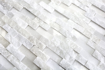 Piastrella di mosaico Marmo pietra naturale Mattone Splitface bianco 3D piccolo MOS40-3D11_f