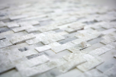 Piastrella di mosaico Marmo pietra naturale Mattone Splitface bianco 3D piccolo MOS40-3D11_f