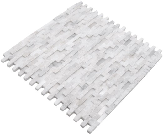 Piastrella di marmo a mosaico Pietra naturale Mattone Parete bond bianco 3D look Piastrella di parete WC - MOS40-3D11