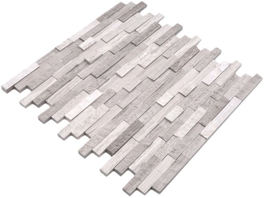 Muro di marmo a mosaico in pietra naturale mattone grigio chiaro a strisce piastrelle backsplash muro - MOS40-3D20
